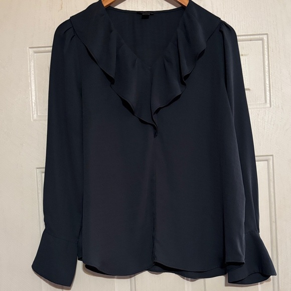 Anne Klein Tops - Anne Klein Midnight Blue Ruffle Blouse